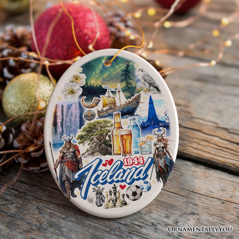Artistically Majestic Iceland Landmarks Ornament, Cultural Norse and Viking Christmas Gift and Reykjavik Souvenir