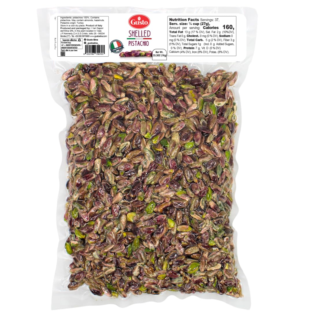 Gusto Etna, Turkish Pistachios No shell, Raw, Shelled, Unsalted, (1 kg) 2.2 lb