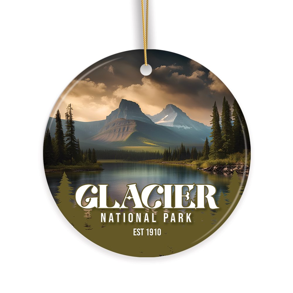 Glacier National Park Retro Ornament, Montana Souvenir and Travel Gift