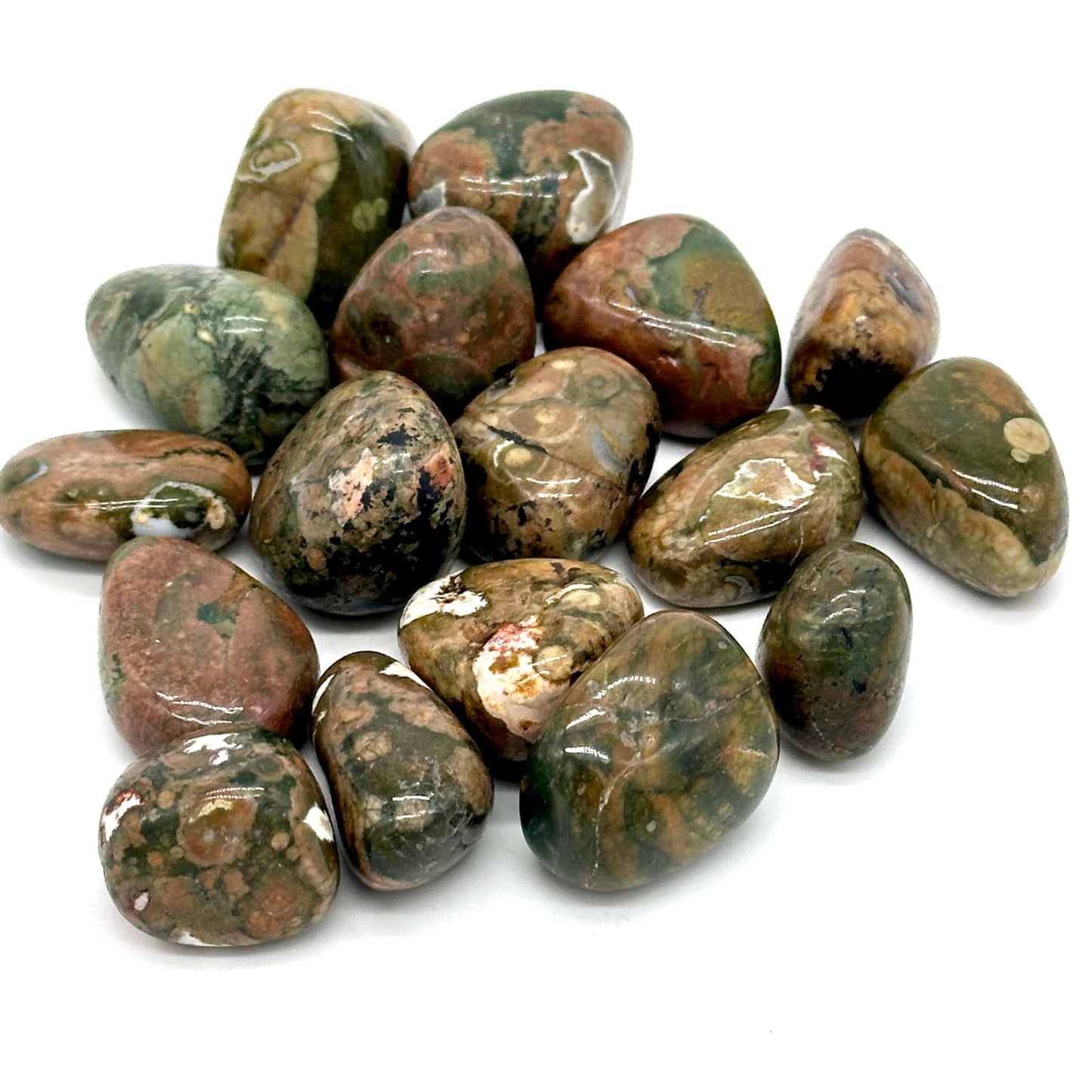 Rainforest Rhyolite Tumbled Stone - The Stone of Joy and Balance