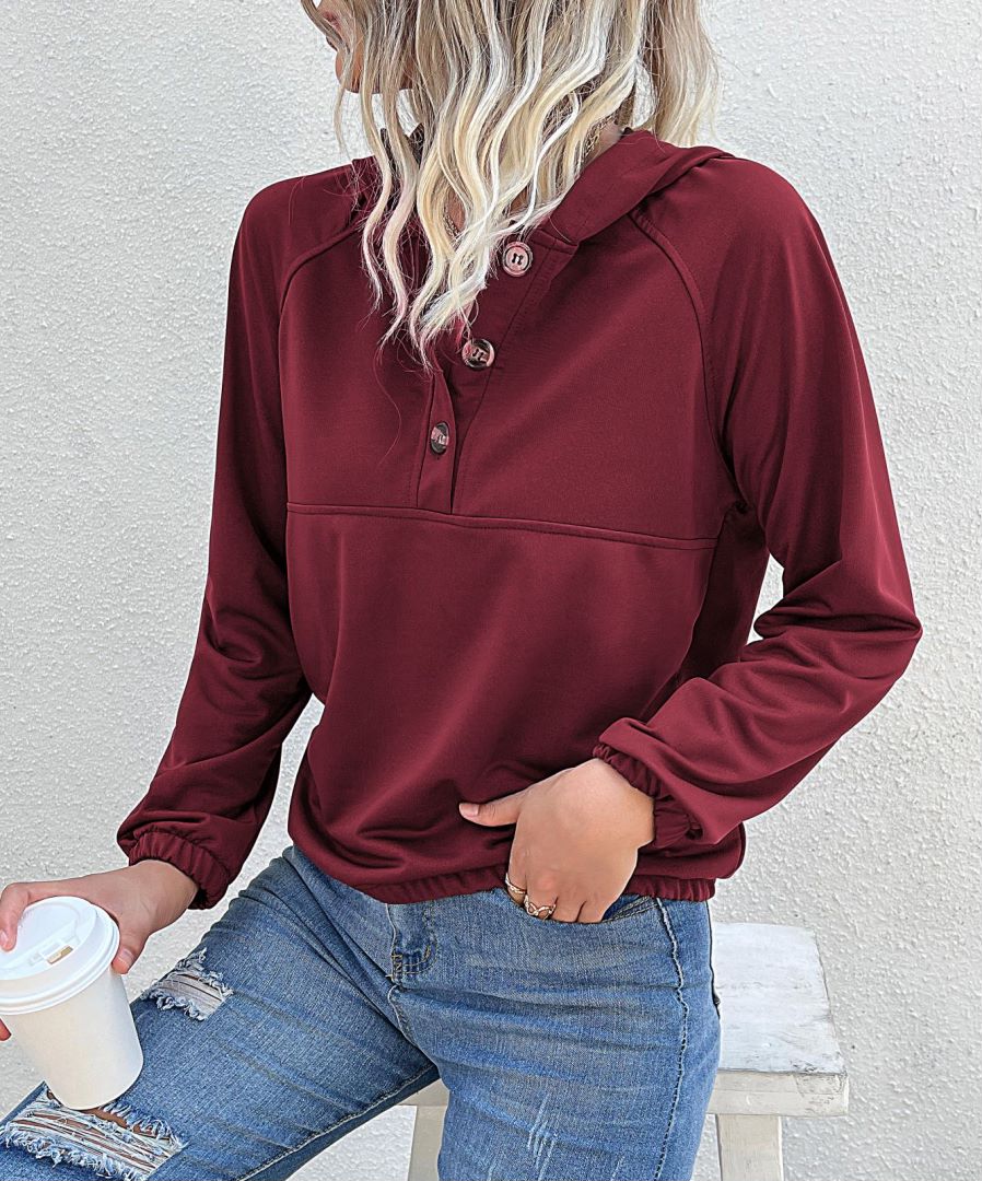Half Button Hooded Sweatshirt