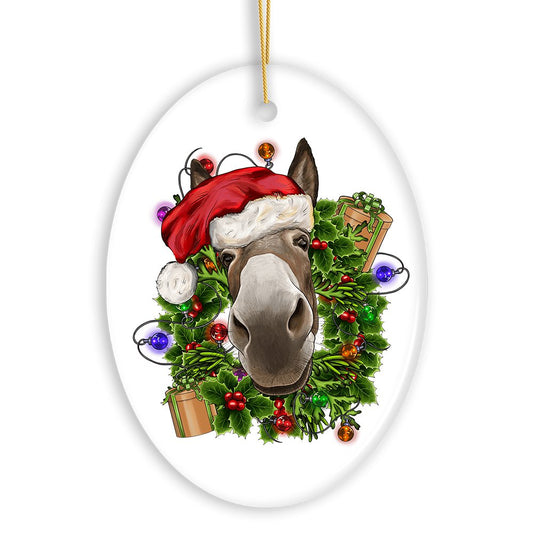 Merry Donkey Christmas Ornament, Ceramic Tree Decoration