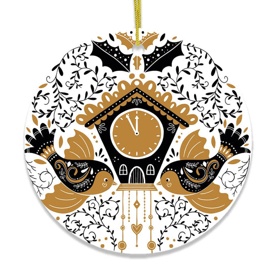 Nordic Style Cuckoo Clock with Birds Christmas Ornament