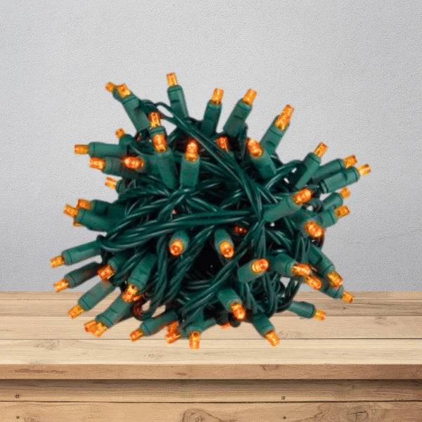 LED Mini Lights 5MM Orange Twinkle  6" Spacing