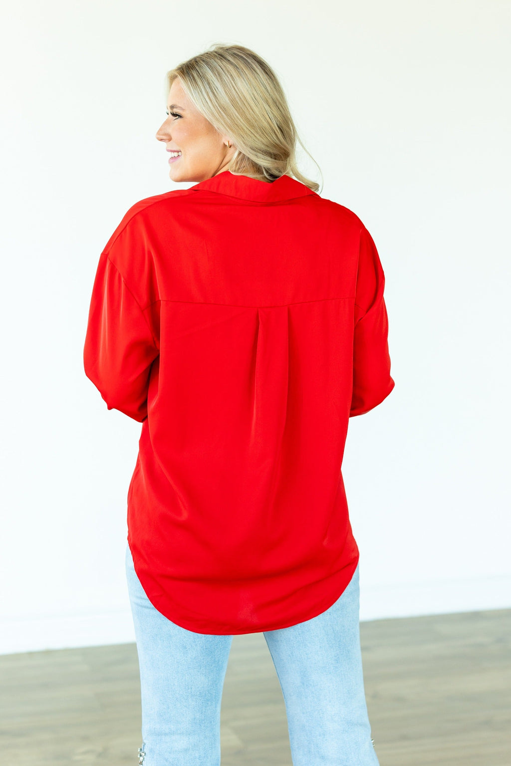 The Kathryn Classic Button-Up | Dark Red | Grace+Emma | Women's Relaxed Fit Button-Front Top | XS–3XL