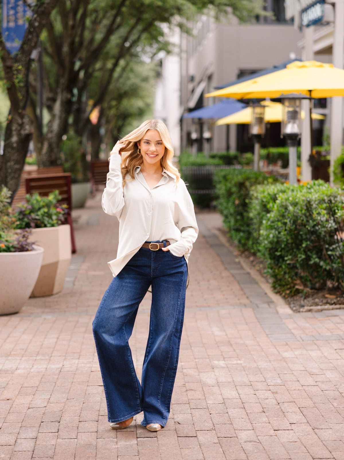 The Kathryn Button-Up | Grey | Grace+Emma | Women's Relaxed Fit Button-Front Top | XS–3XL