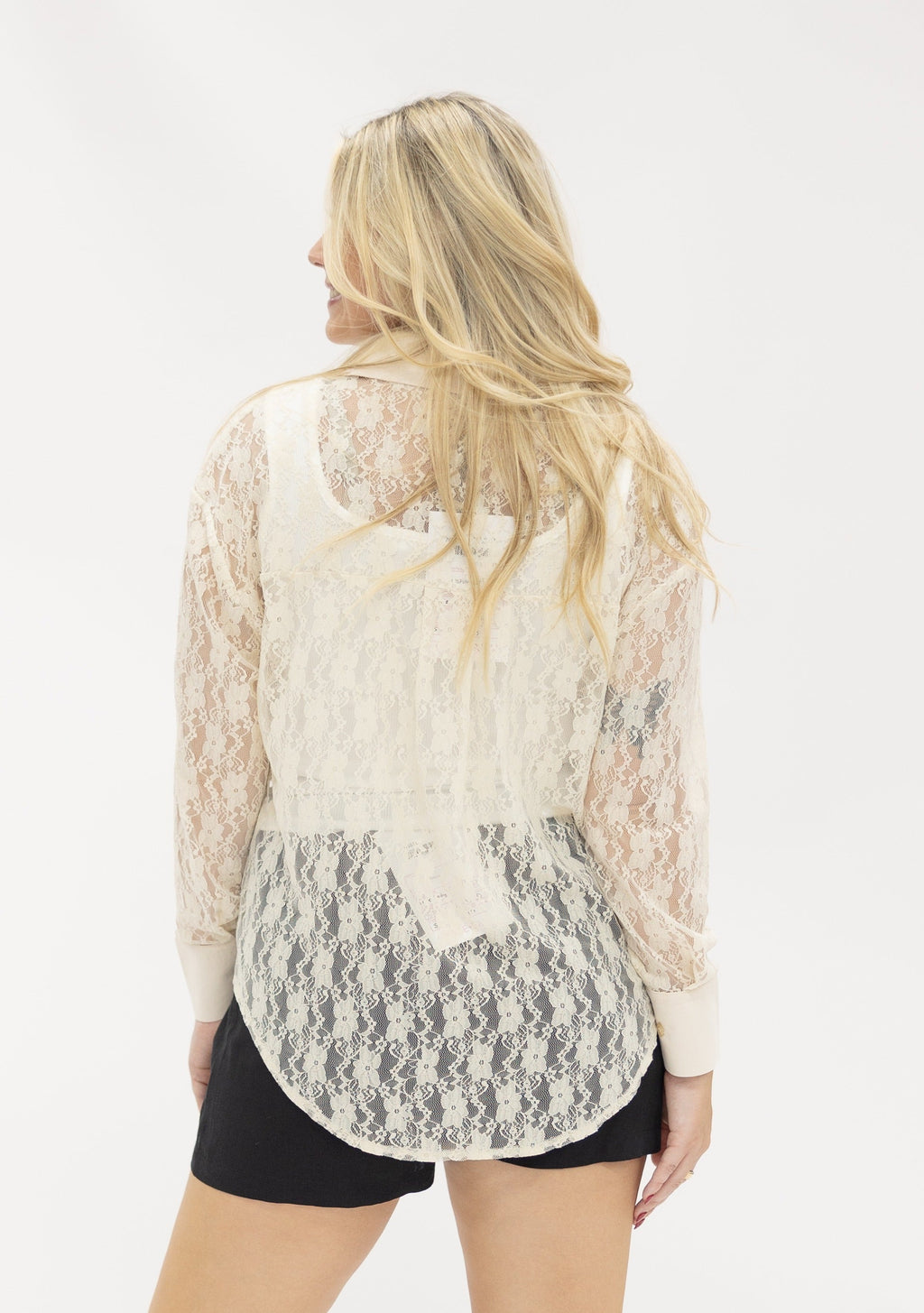 Kathryn Classic Button-Up Blouse, Ivory Lace | Grace+Emma
