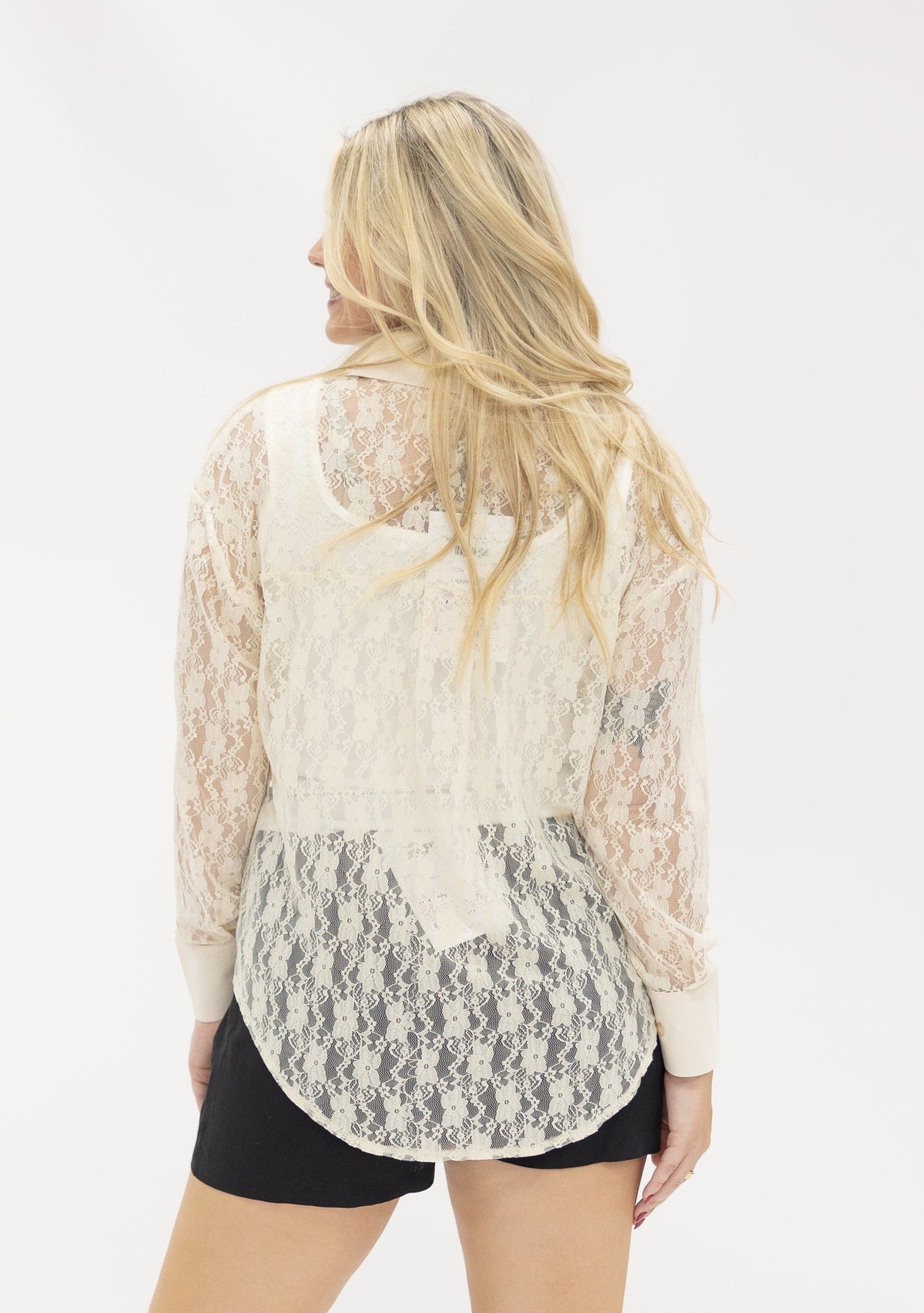 Kathryn Classic Button-Up Blouse, Ivory Lace | Grace+Emma