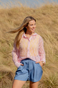 Kathryn Classic Button-Up Blouse, Light Pink Lace | Grace+Emma