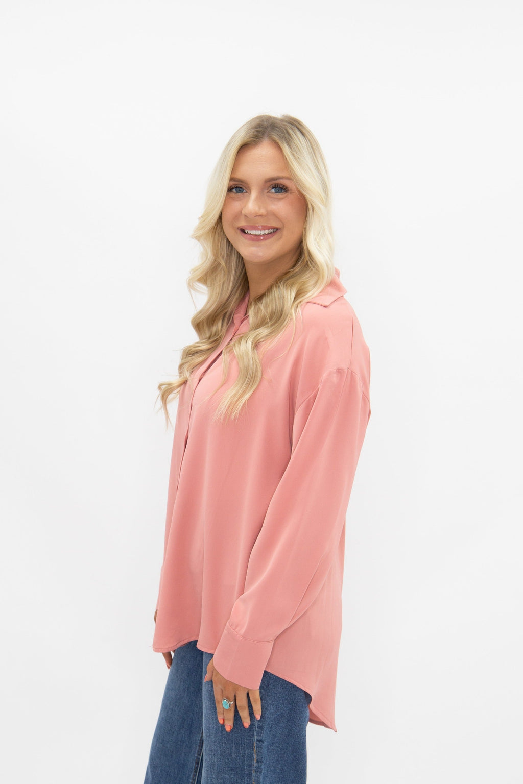 The Kathryn Classic Button-Up | Blush Pink | Grace+Emma | Women's Relaxed Fit Button-Front Top | XS–3XL