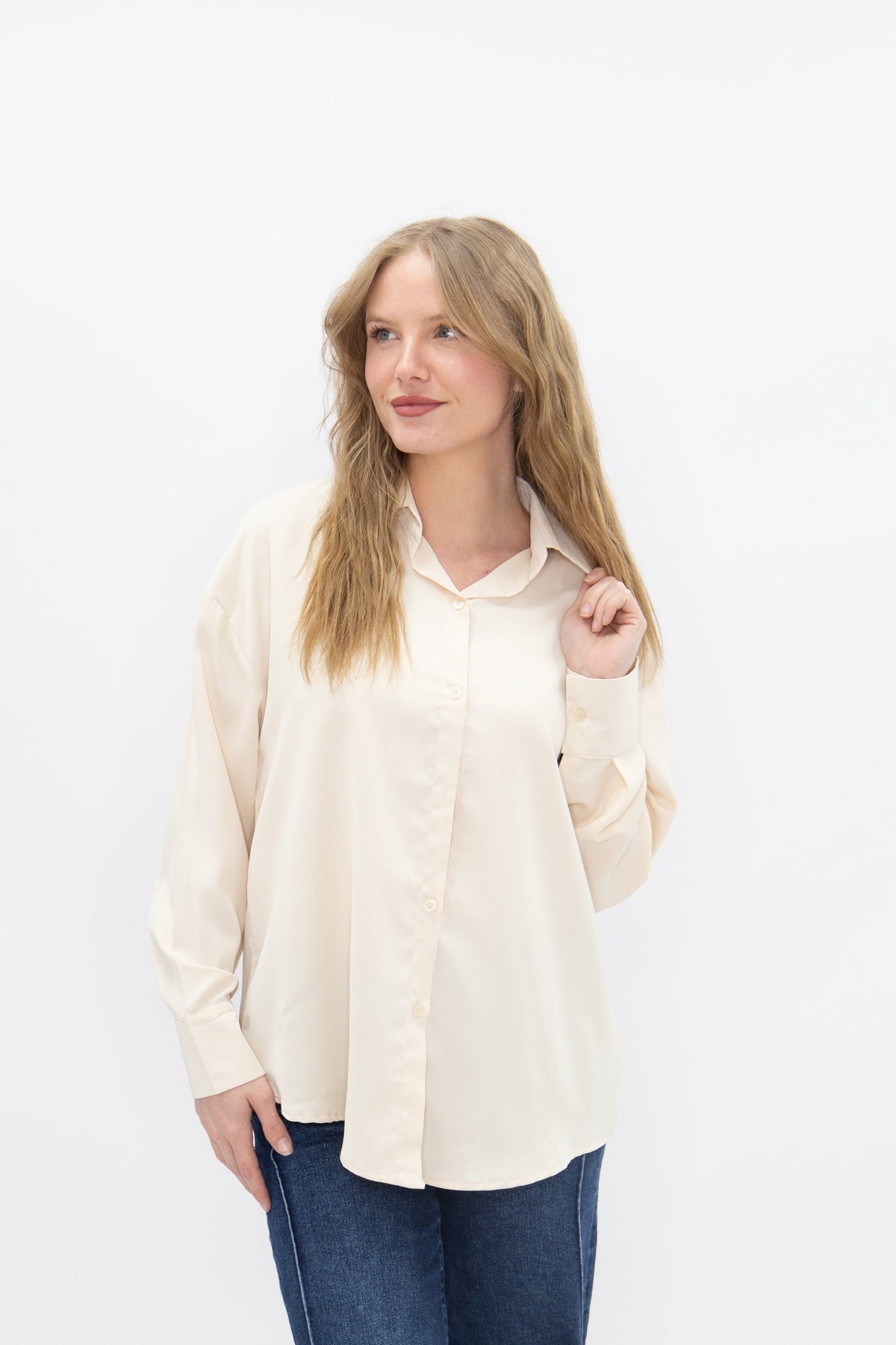 The Kathryn Classic Button-Up | Ivory | Grace+Emma | Women's Relaxed Fit Button-Front Top | XS–3XL