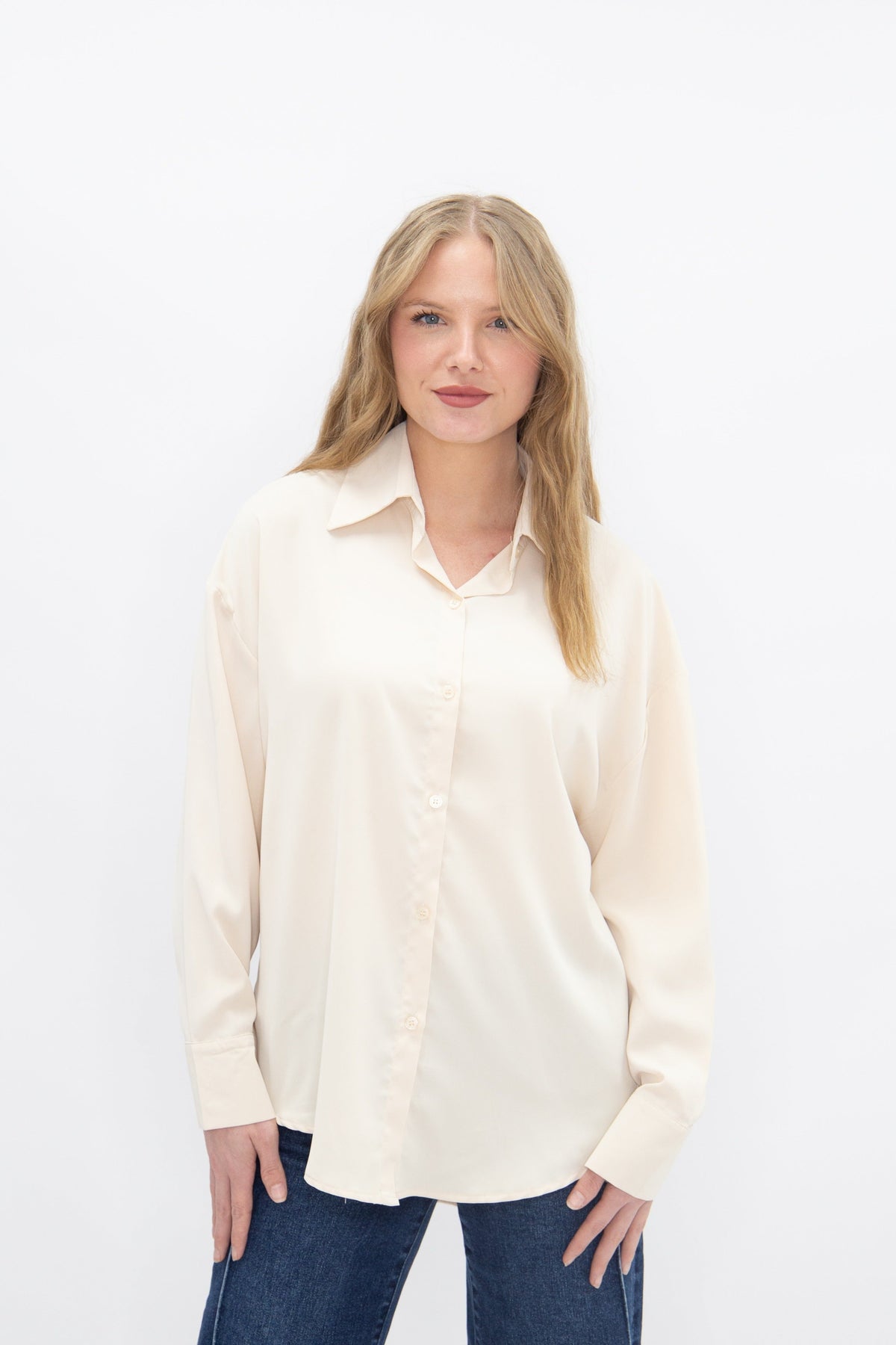The Kathryn Classic Button-Up | Ivory | Grace+Emma | Women's Relaxed Fit Button-Front Top | XS–3XL