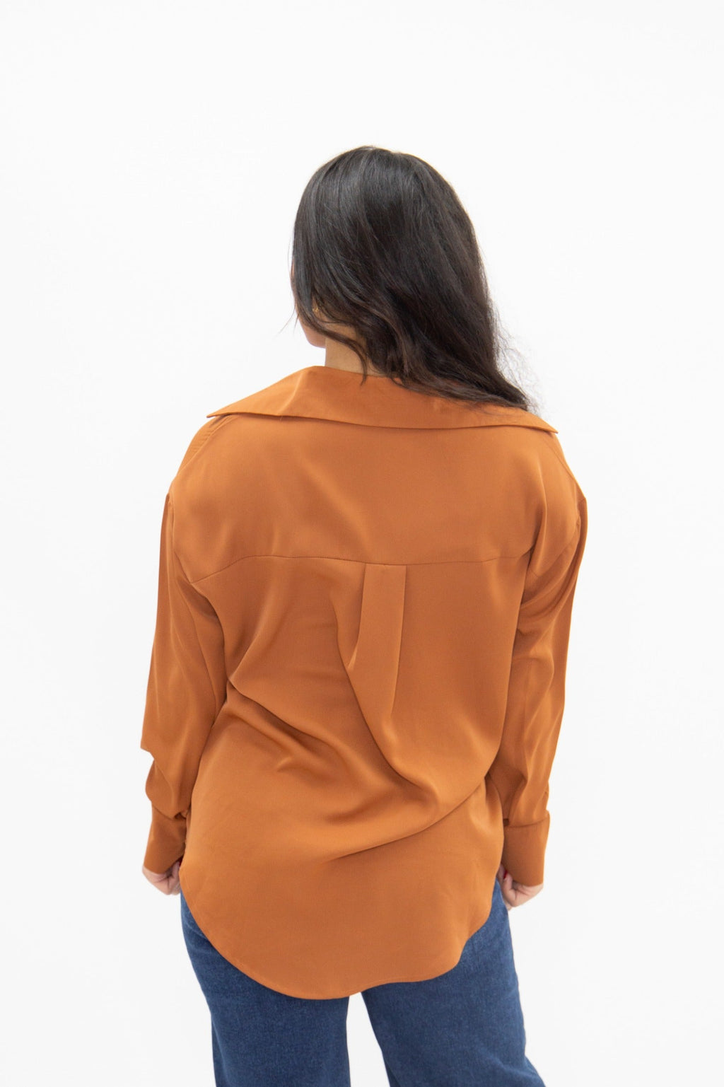 Kathryn Classic Button-Up Shirt, Rust | Grace+Emma