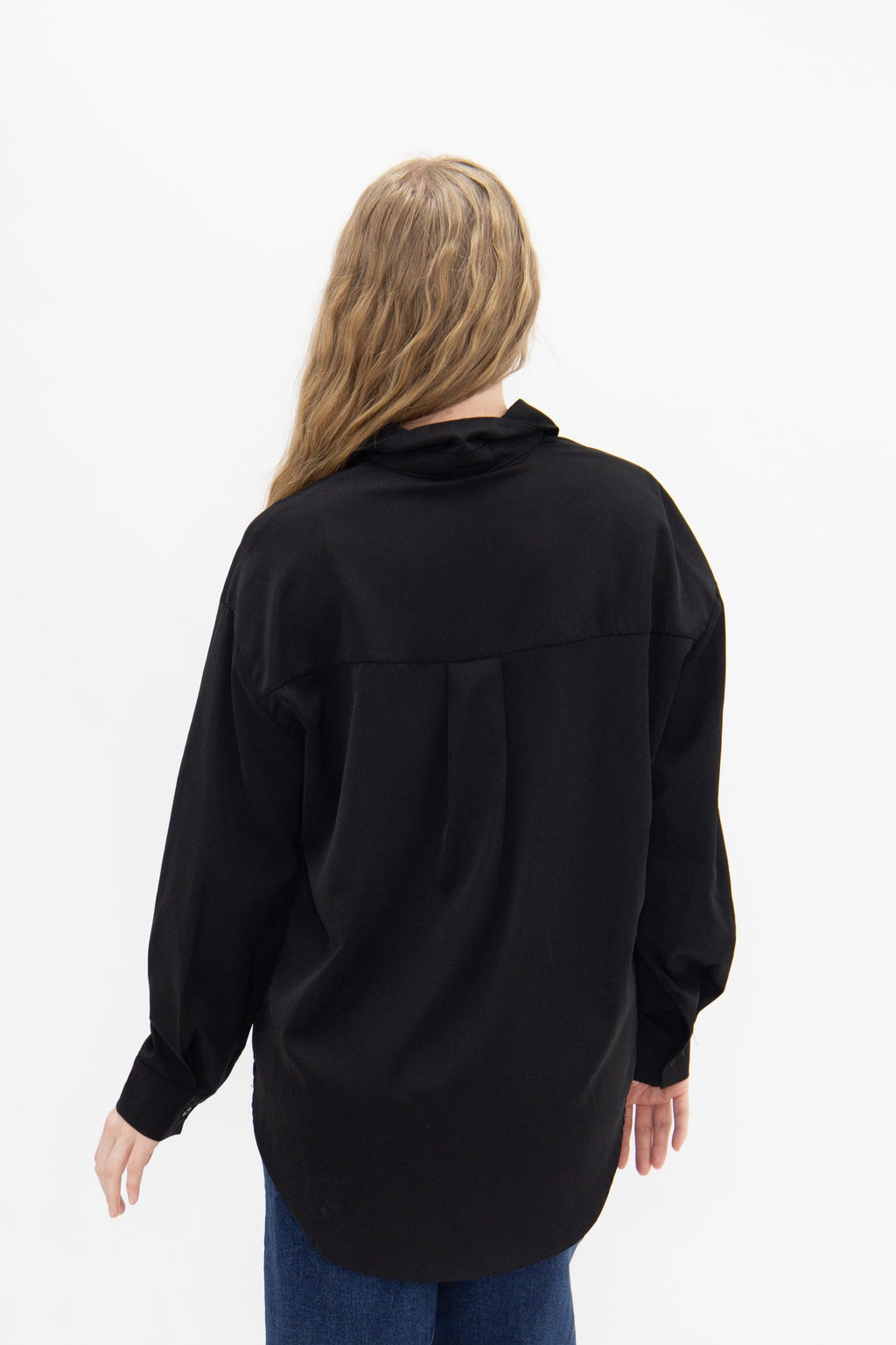 Kathryn Classic Button-Up Shirt, Black | Grace+Emma