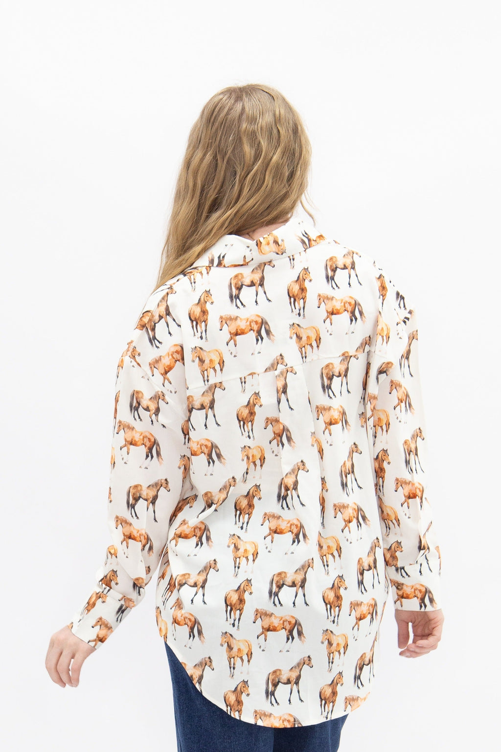 Kathryn Button-Up Shirt, Horse Print | Grace+Emma
