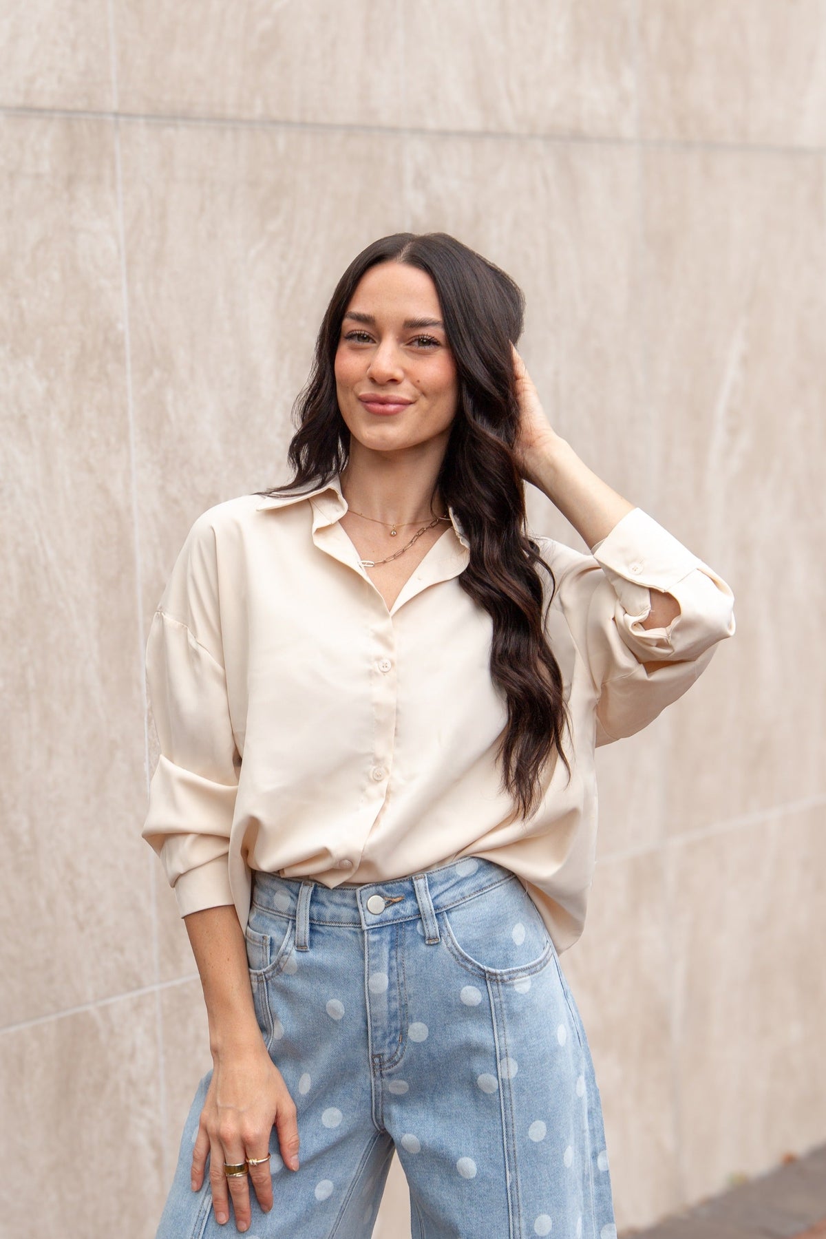 The Kathryn Classic Button-Up | Ivory | Grace+Emma | Women's Relaxed Fit Button-Front Top | XS–3XL