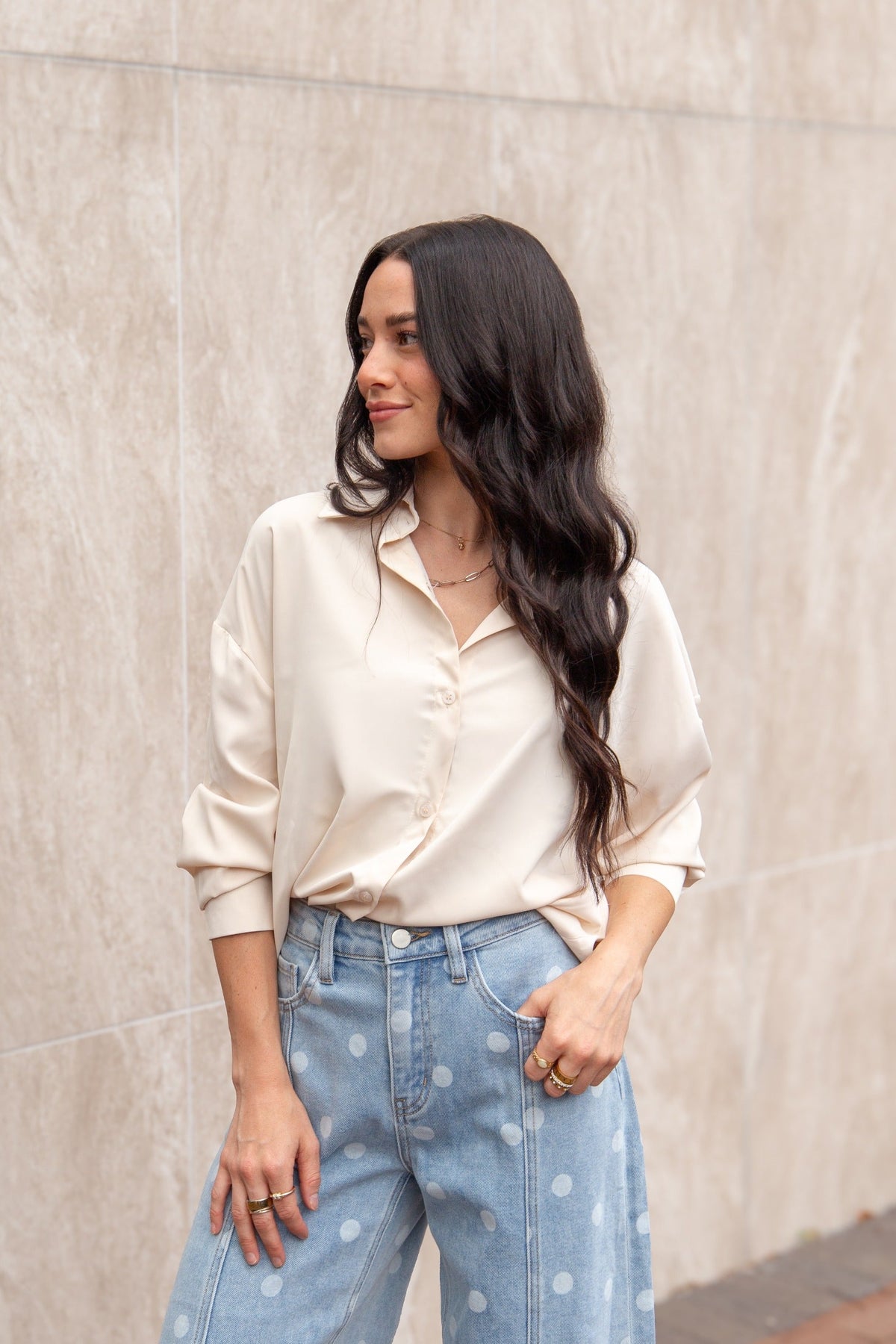 The Kathryn Classic Button-Up | Ivory | Grace+Emma | Women's Relaxed Fit Button-Front Top | XS–3XL