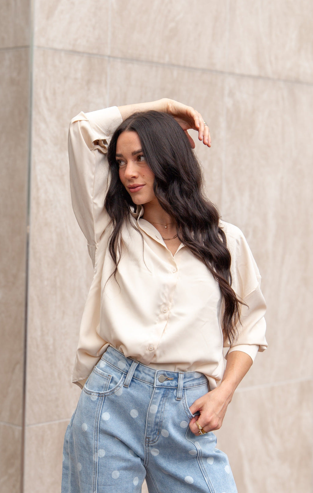 The Kathryn Classic Button-Up | Ivory | Grace+Emma | Women's Relaxed Fit Button-Front Top | XS–3XL