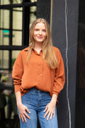 Kathryn Classic Button-Up Shirt, Rust | Grace+Emma