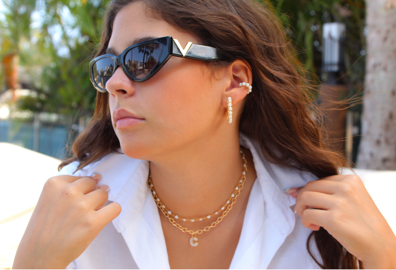 Pearl Wire Wrapped Gold Hoop Earrings & Pearl Ear Cuffs