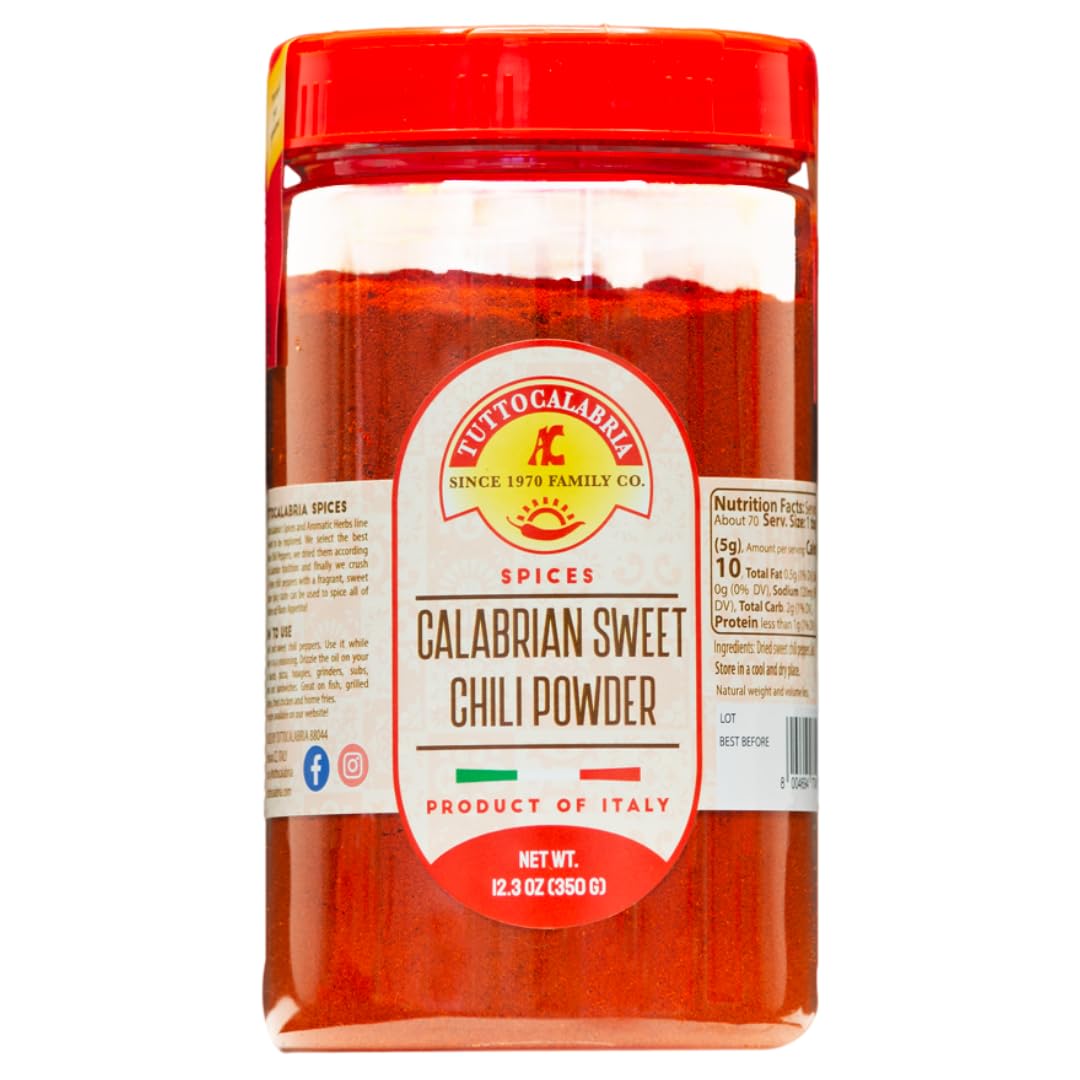 TuttoCalabria, Sweet & MILD Calabrian Chili Powder Shaker (Large), 12.3oz (350g)