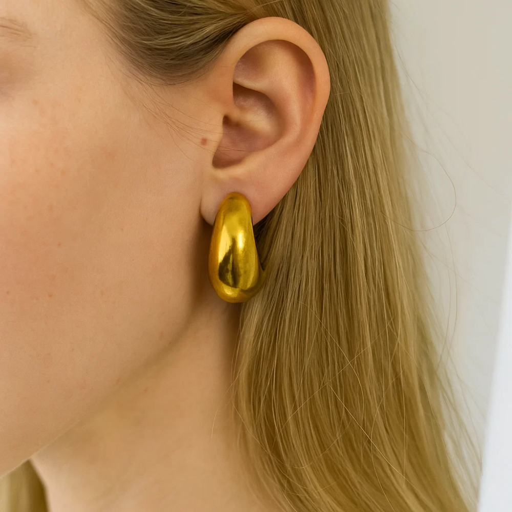 Dome Huggie Teardrop Earrings