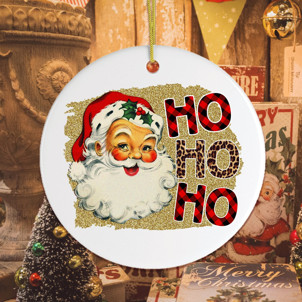Vintage Santa Ho Ho Ho Christmas Ornament