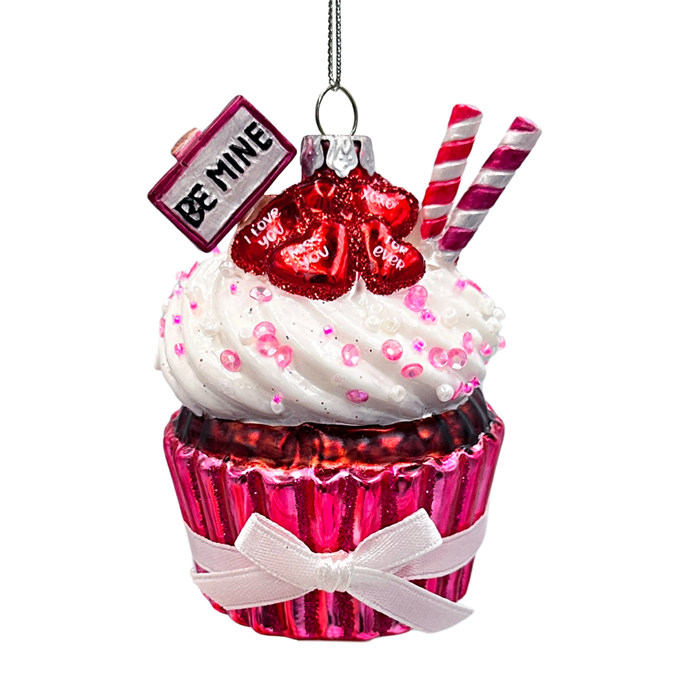 Romantic Cupcake Glass Ornament, Romantic Keepsake Christmas Decor