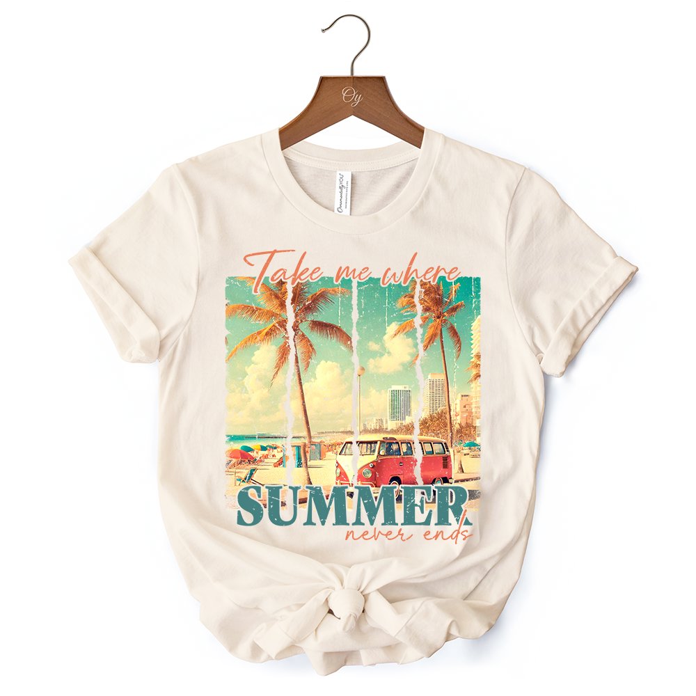 Summer Never Ends T-Shirt, Vintage White and Natural Van Tee