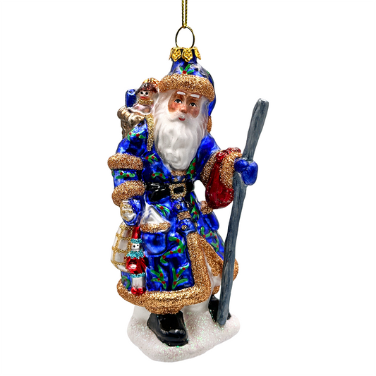 Victorian Vagabound Santa Claus Glass Christmas Ornament, Purple Tree Decor