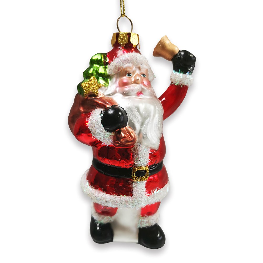 Festive Delivery Santa Claus Coming to Town Glass Christmas Ornament