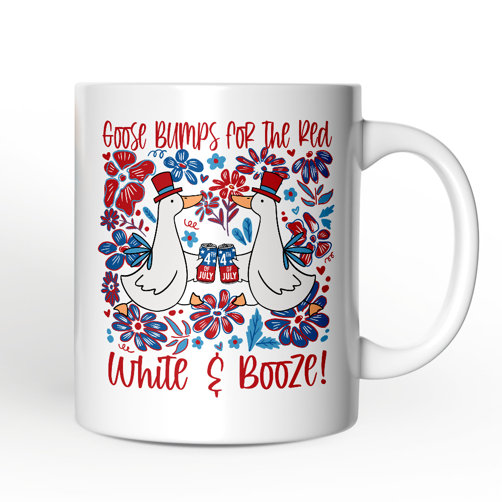 Goose Bumps for the Red, White & Booze Personalized Mug, Funny 4th of July Gift with Custom Name
