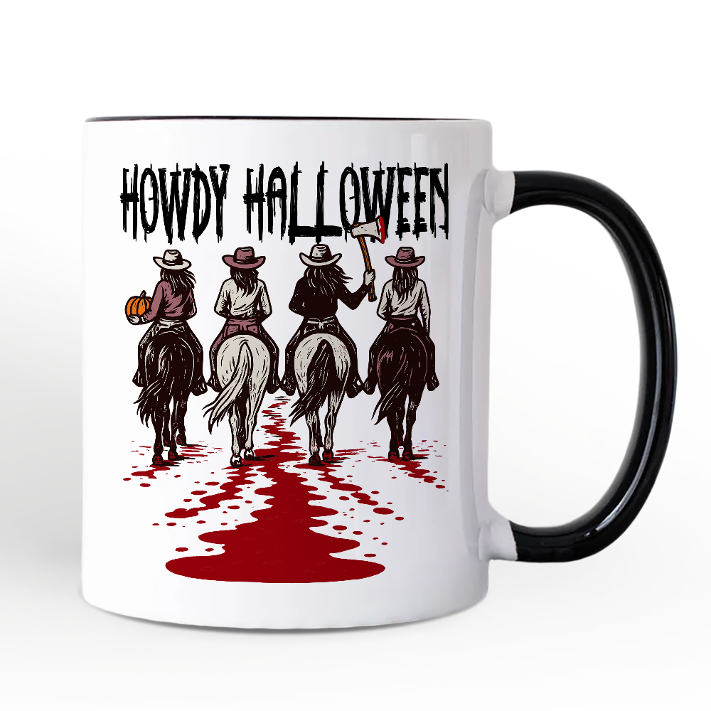 Howdy Halloween Cowgirl Women Personalized Mug, Empowered Western Spooky Gift with Custom Name