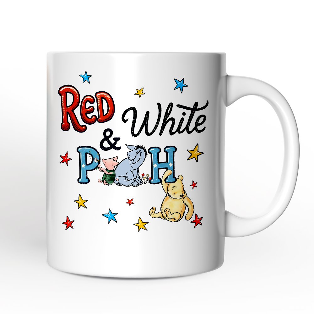 Patriotic 4th of July Red White & Proud Personalized Mug, Cute Bear USA Stars Gift with Custom Name