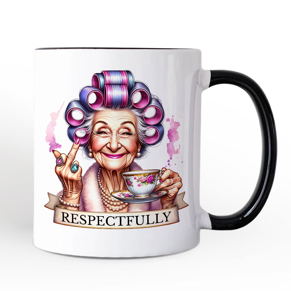 Respectfully Sassy Grandma Personalized Mug, Funny Old Lady Gift with Custom Name for Sarcastic Nanas
