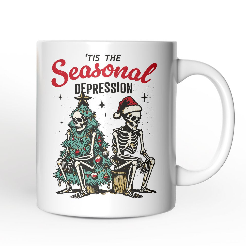 Tis the Seasonal Depression Personalized Mug, Dark Humor Christmas Gift with Custom Name
