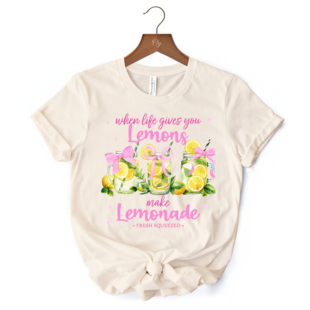 When Life Gives You Lemons Make Lemonade T-Shirt, Coquette White, Natural and Black Summer Girl Tee