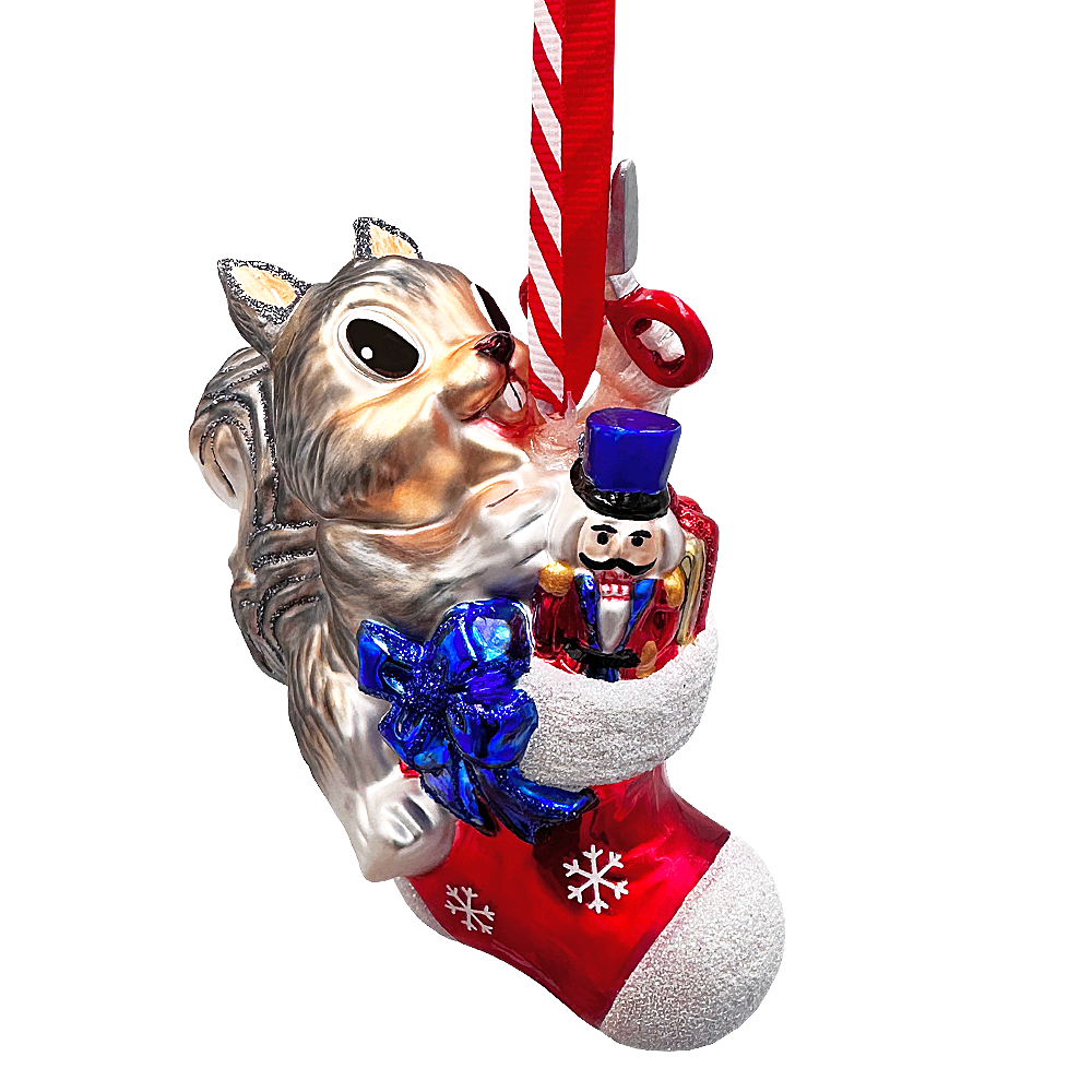 Whimsical Cute Squirrel Glass Ornament, Funny Adorable Animal Gift for Kids