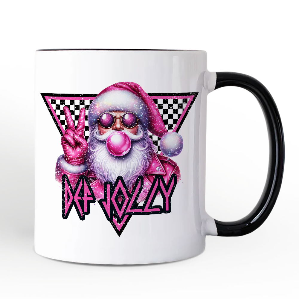 Pink Santa Blowing Bubblegum Personalized Mug, Def Jolly Coquette Retro Christmas Gift with Custom Name