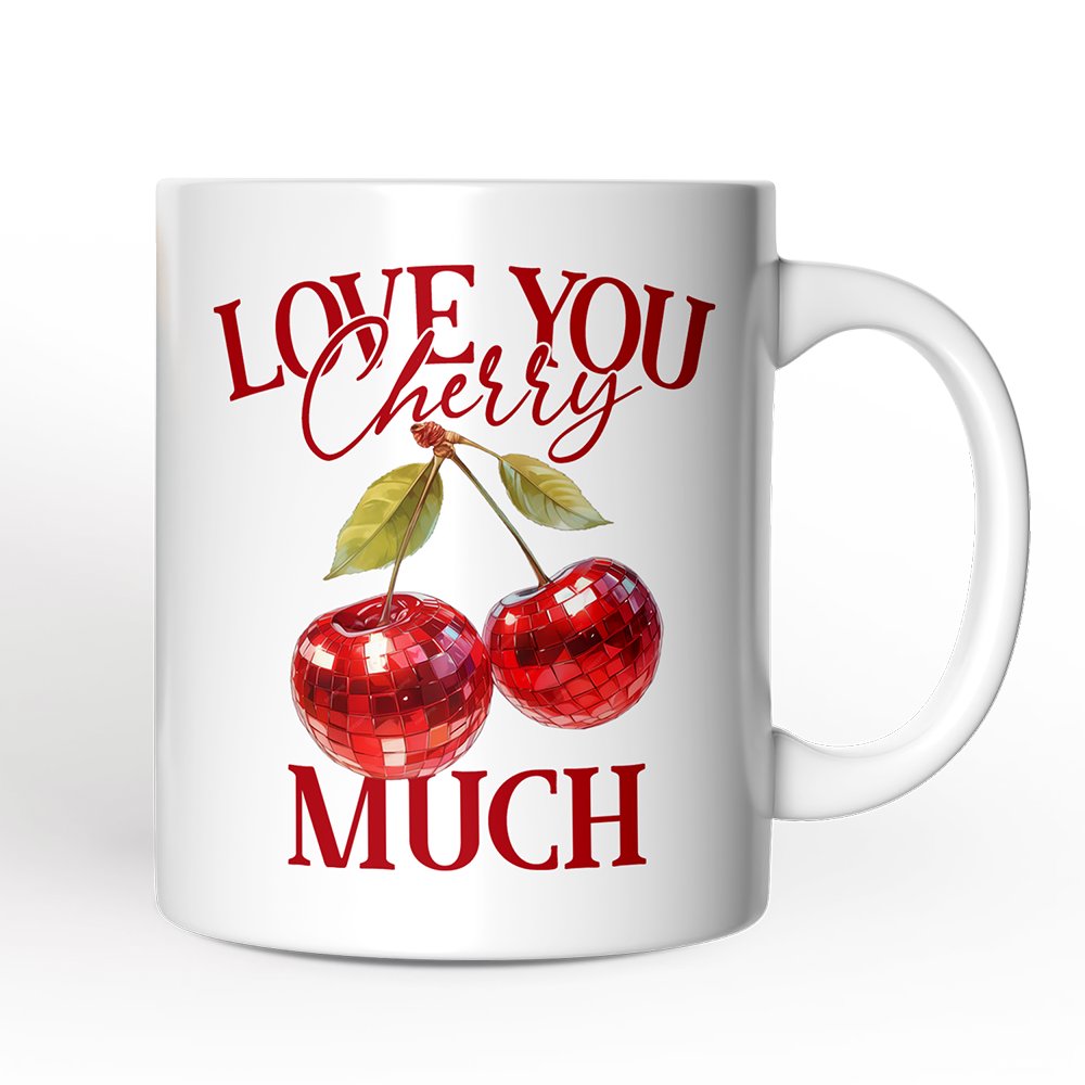 Disco Cherry Love You Cherry Much Personalized Mug, Aesthetic Gift With Custom Name