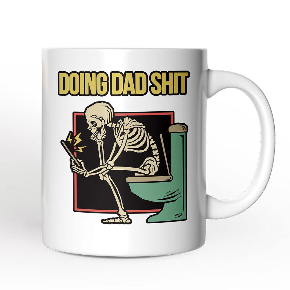 Doing Dad Stuff Personalized Mug, Funny Toilet Skeleton Gift For Dad With Custom Name