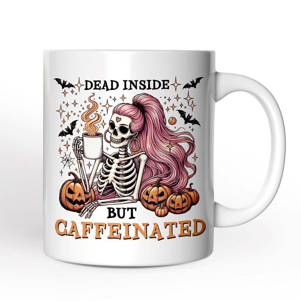 Funny Girl Caffeinated Skeleton, Personalized Halloween Mug For Women