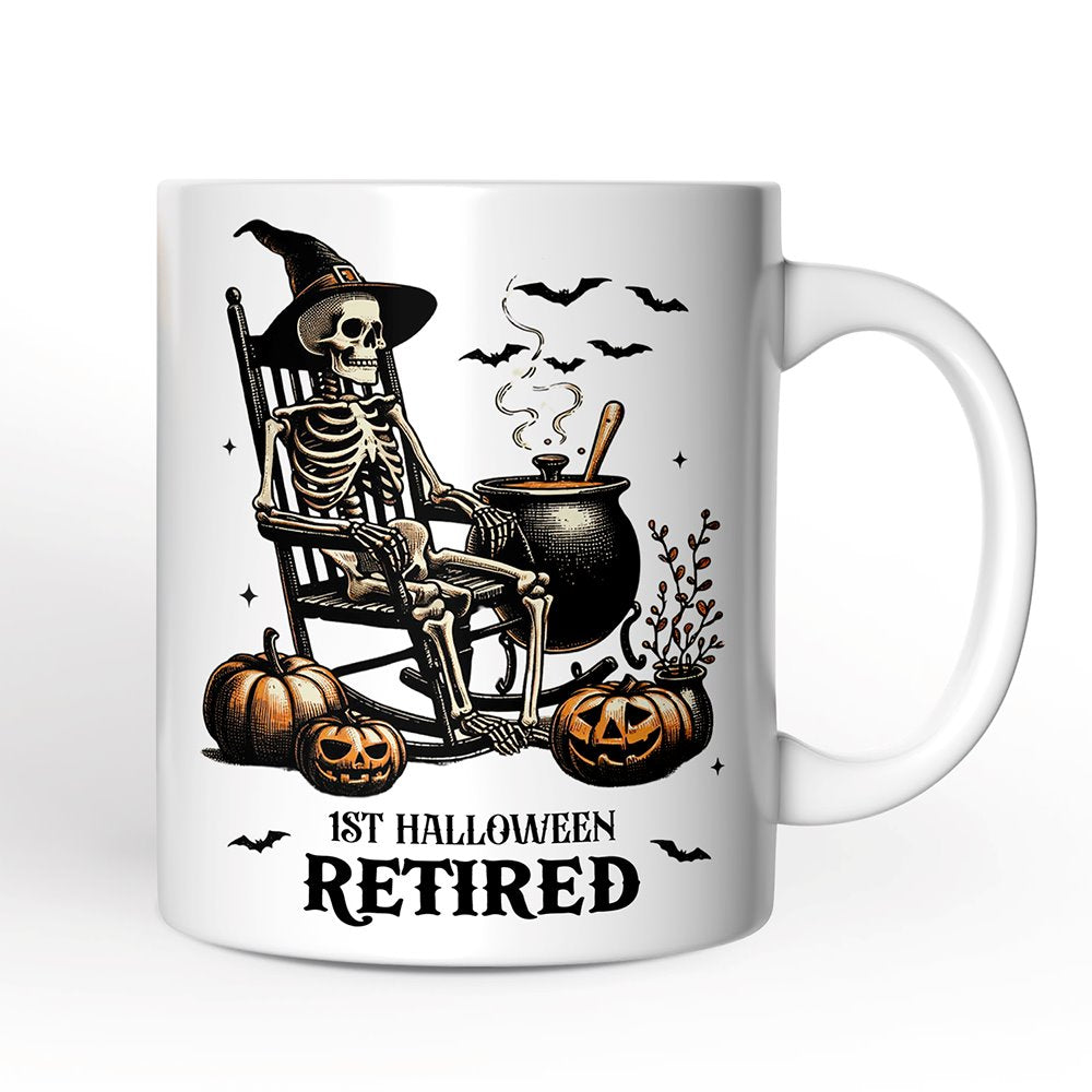 Funny Retired Skeleton Mug, Personalized Halloween Mug Gift