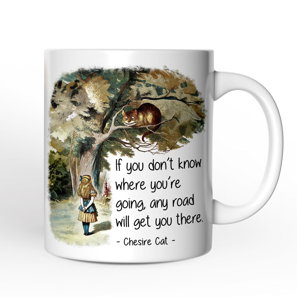 Getting Lost Cheshire Cat Quote Personalized Mug, Vintage Alice's Adventures in Wonderland