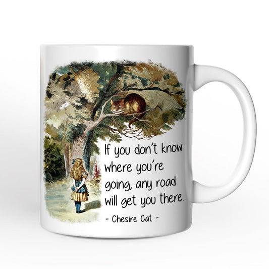 Getting Lost Cheshire Cat Quote Personalized Mug, Vintage Alice's Adventures in Wonderland