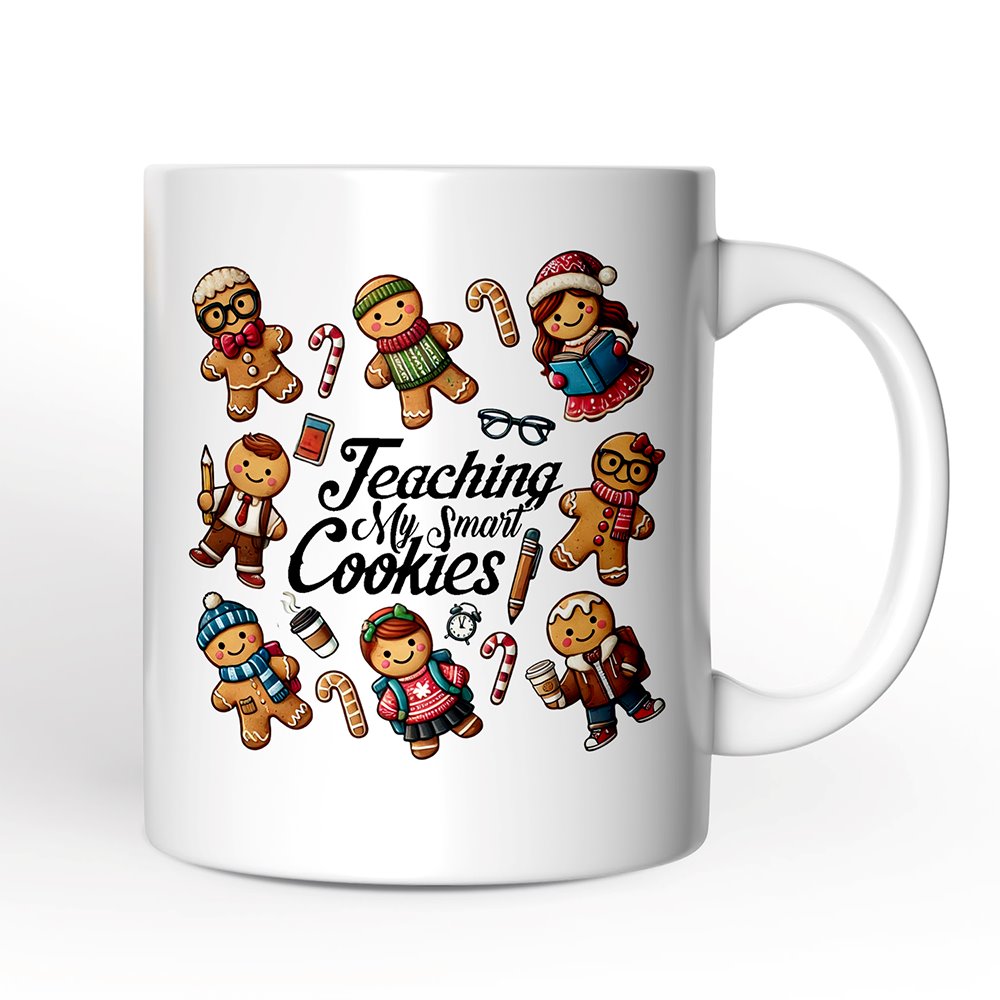 Gingerbread Teacher Personalized Mug, Teaching My Smart Cookies Gift with Custom Name