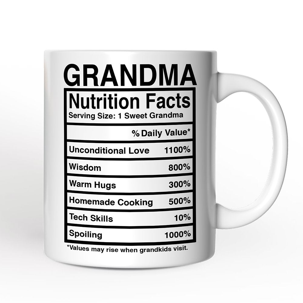 Grandma Nutrition Facts Personalized Mug, Birthday Gift With Custom Name
