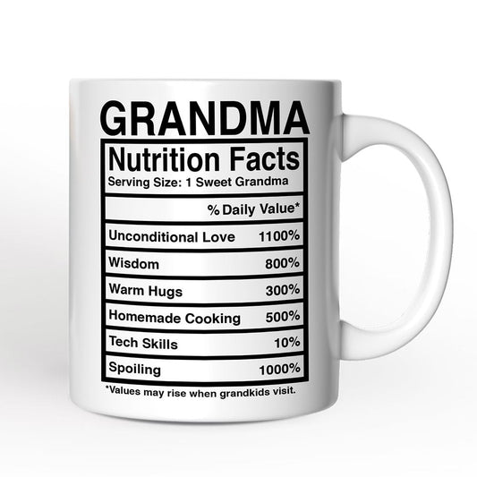 Grandma Nutrition Facts Personalized Mug, Birthday Gift With Custom Name