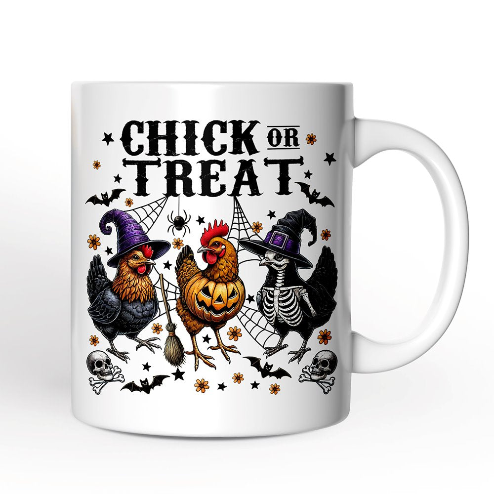 Halloween Chickens Personalized Mug, Chick or Treat Funny Farmhouse Custom Gift
