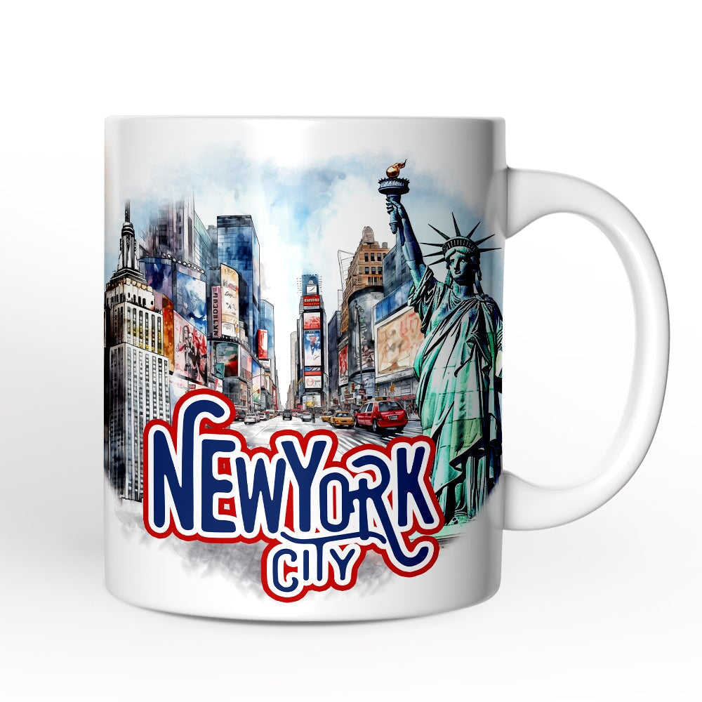 Handmade Artistic New York City Personalized Mug With Custom Name